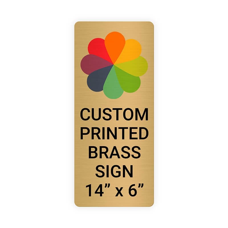 Vertical Full Color Brass Signs 14" x 6"
