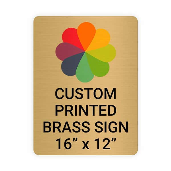 Vertical Full Color Brass Signs 16" x 12"