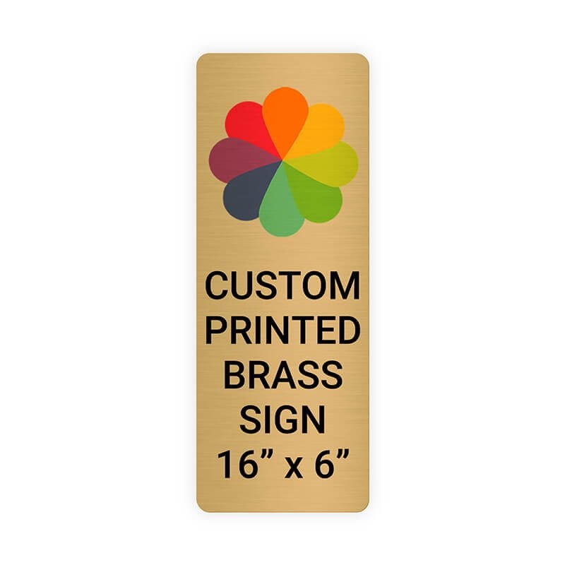 Vertical Full Color 16" x 6" Brass Signs