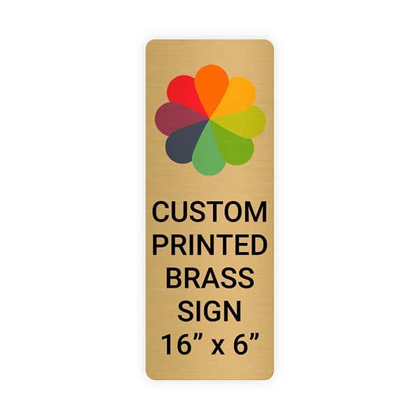 Vertical Full Color Brass Signs 16" x 6"