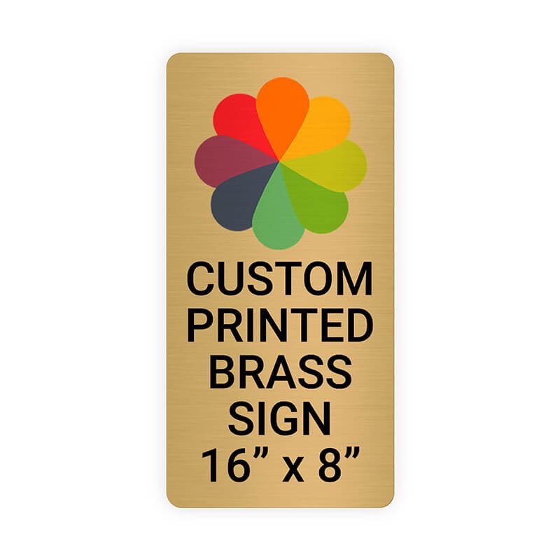 Vertical Full Color 16" x 8" Brass Signs