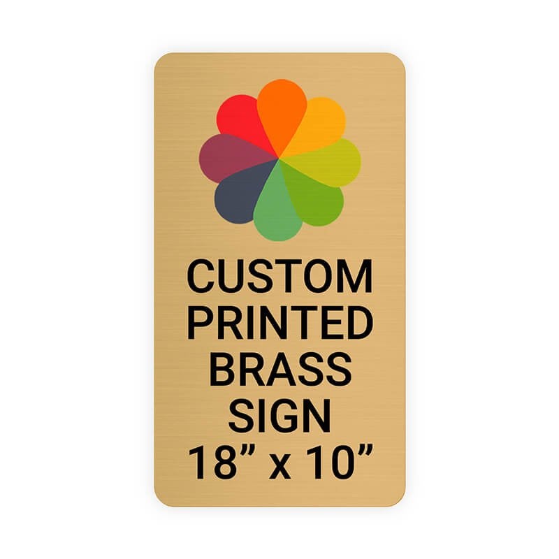 Vertical Full Color 18" x 10" Brass Signs