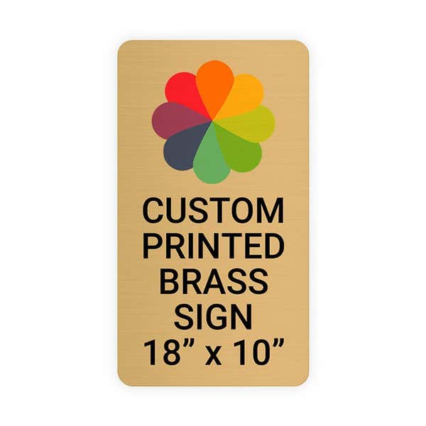 Vertical Full Color Brass Signs 18" x 10"