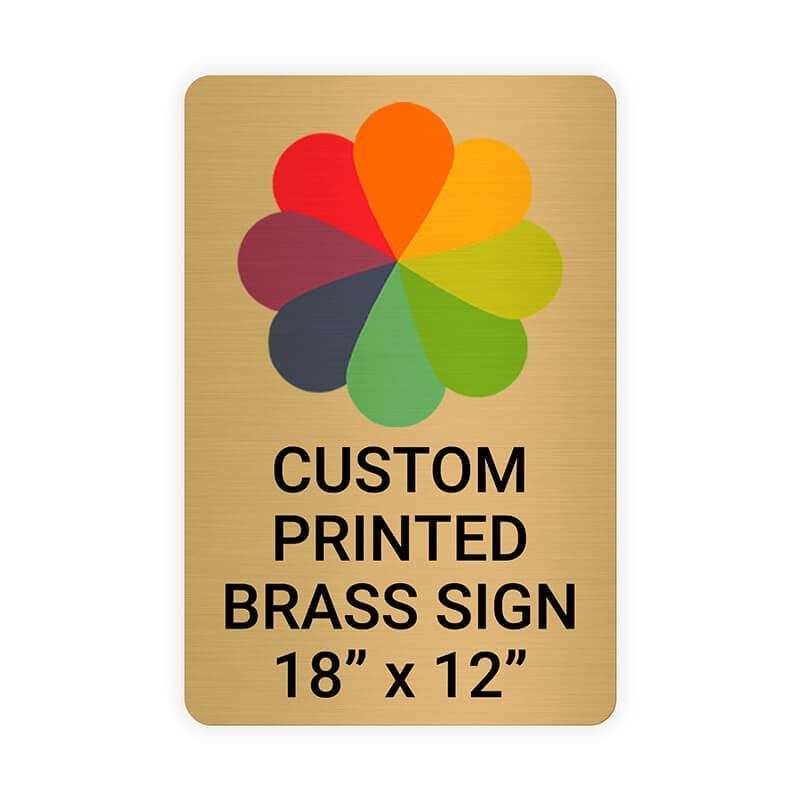 Vertical Full Color Brass Signs 18" x 12"