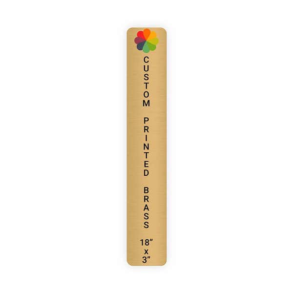 Vertical Full Color 18" x 3" Brass Signs