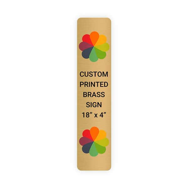 Vertical Full Color 18" x 4" Brass Signs
