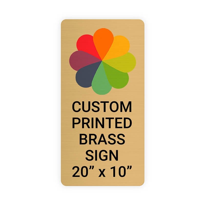 Vertical Full Color Brass Signs 20" x 10"
