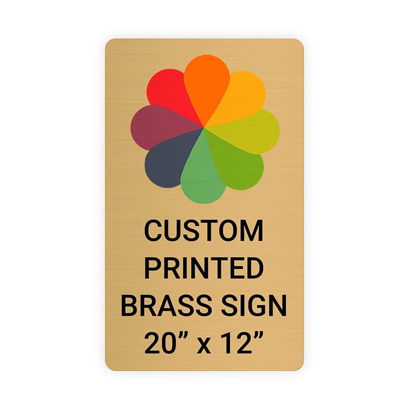 Vertical Full Color Brass Signs 20" x 12"