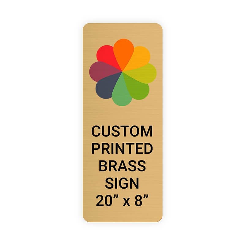 Vertical Full Color 20" x 8" Brass Signs