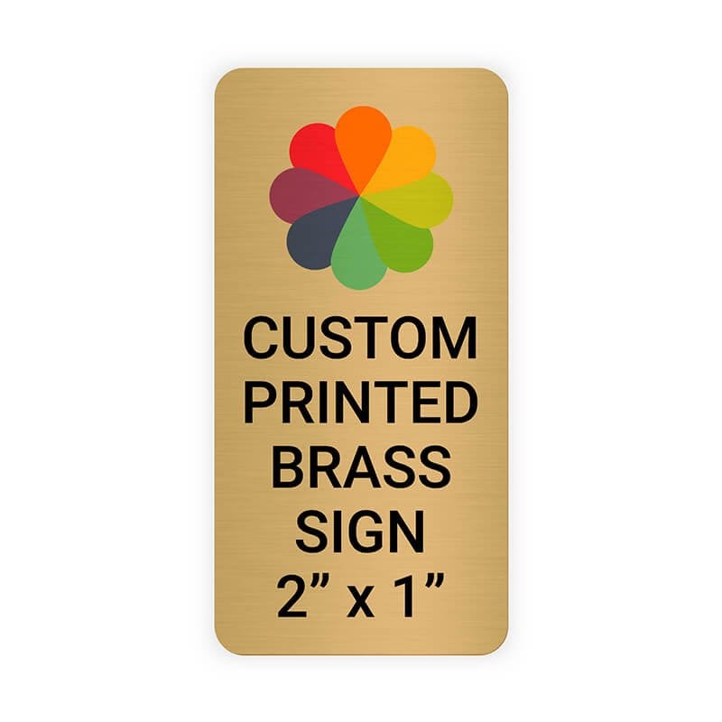 Vertical Full Color Brass Signs 2" x 1"