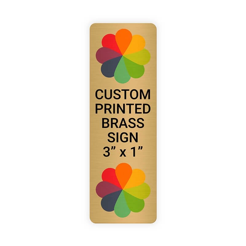 Vertical Full Color 3" x 1" Brass Signs