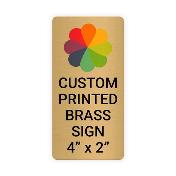 Vertical Full Color 4" x 2" Brass Signs