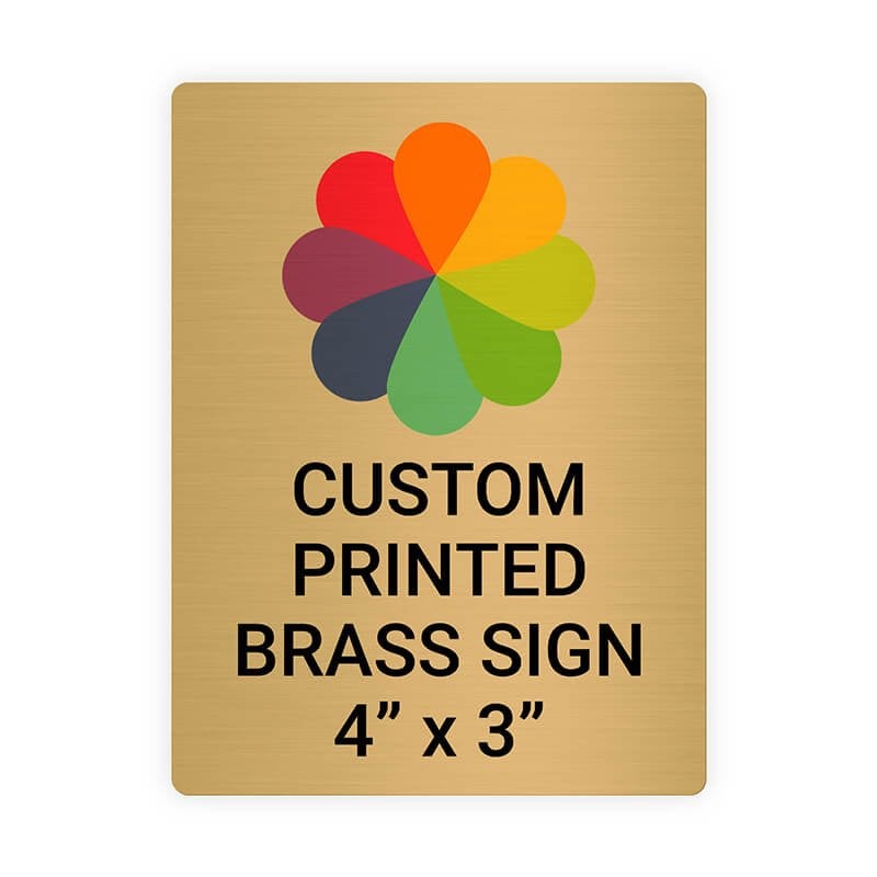 Vertical Full Color Brass Signs 4" x 3"