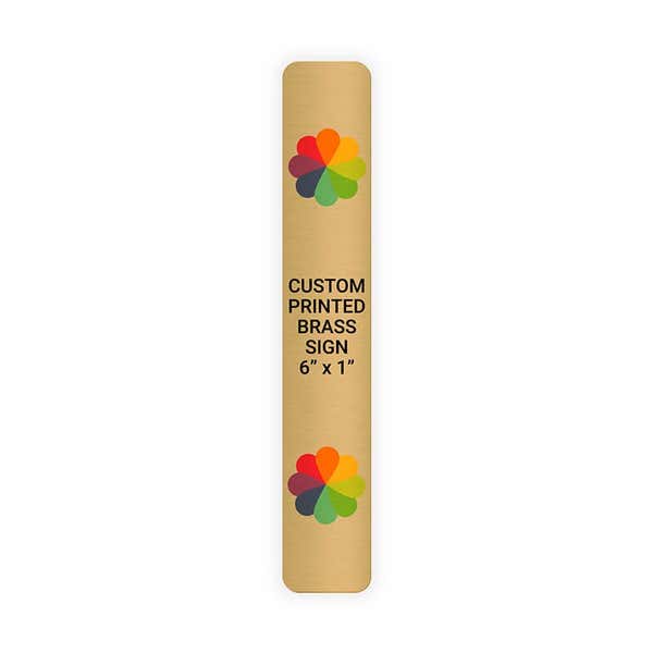 Vertical Full Color Brass Signs 6" x 1"
