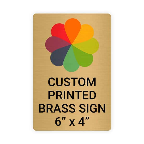 Vertical Full Color 6" x 4" Brass Signs