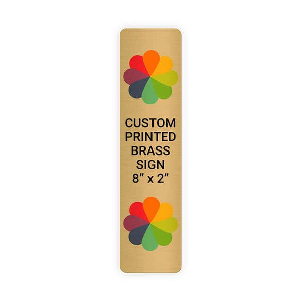 Vertical Full Color Brass Signs 8" x 2"