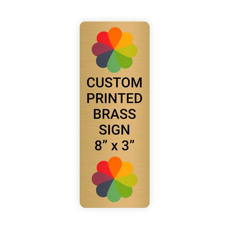 Vertical Full Color Brass Signs 8" x 3"