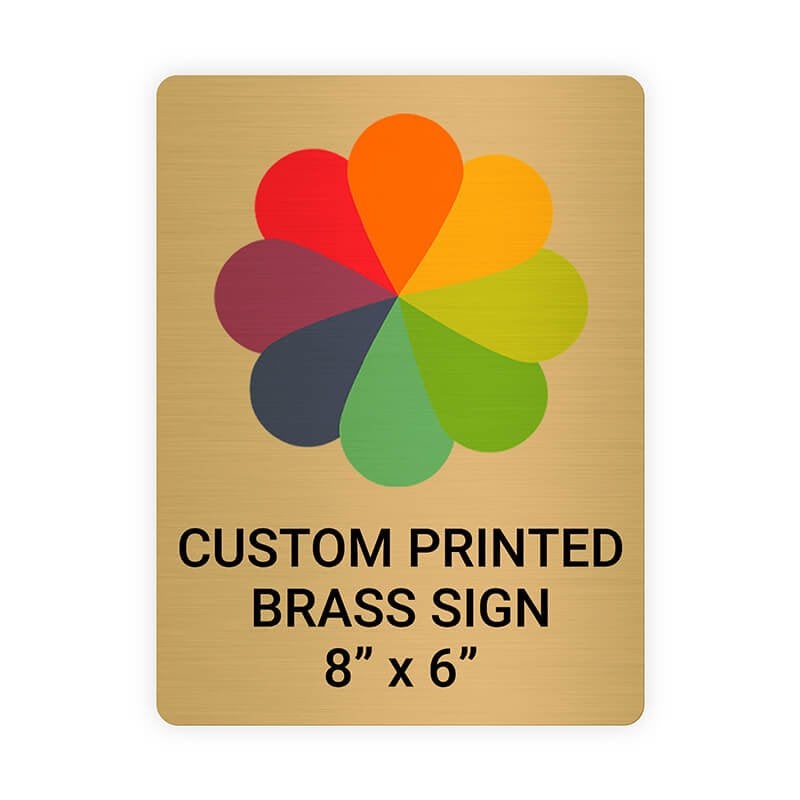 Vertical Full Color 8" x 6" Brass Signs