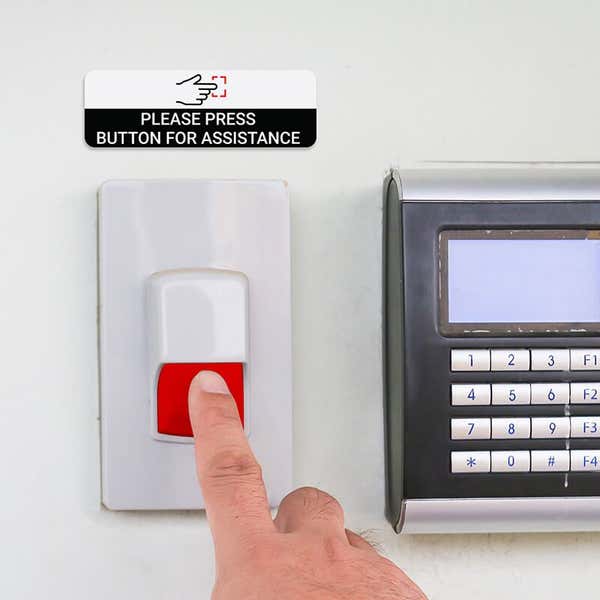 1" x 3" Custom Plastic Sign for an Assist Button