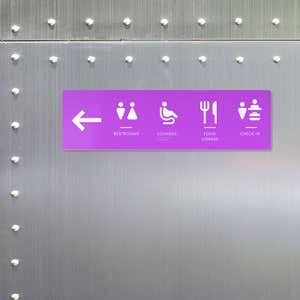 4" x 14" custom plastic sign for directions