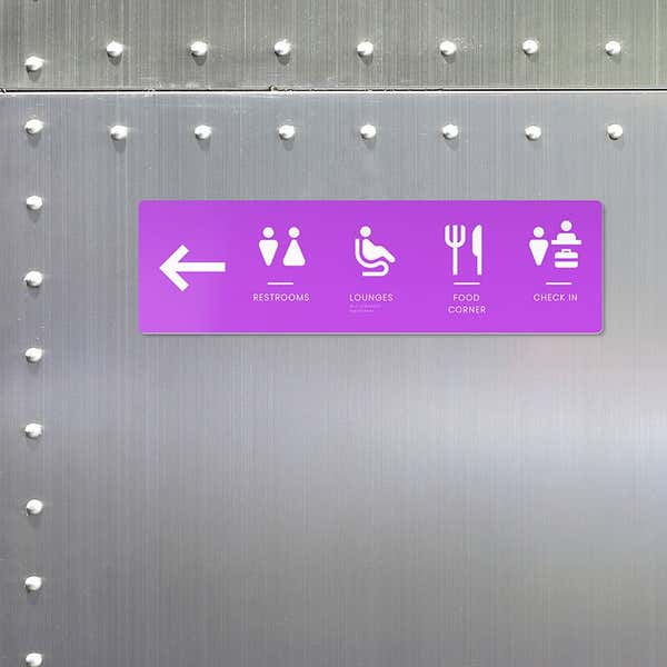 4" x 14" custom plastic sign for directions