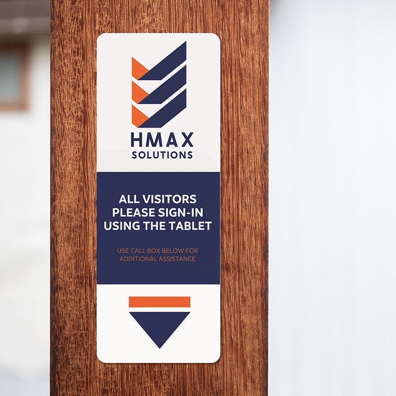 8" x 3" custom plastic sign for a front desk 8" x 3" custom plastic sign for a front desk