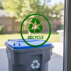 Recycle die cut sticker on the window