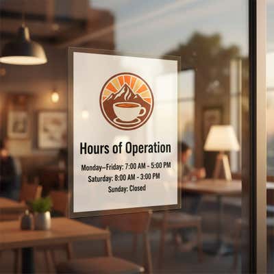 Custom 9" x 6" Vertical Static Window Cling - alternate view