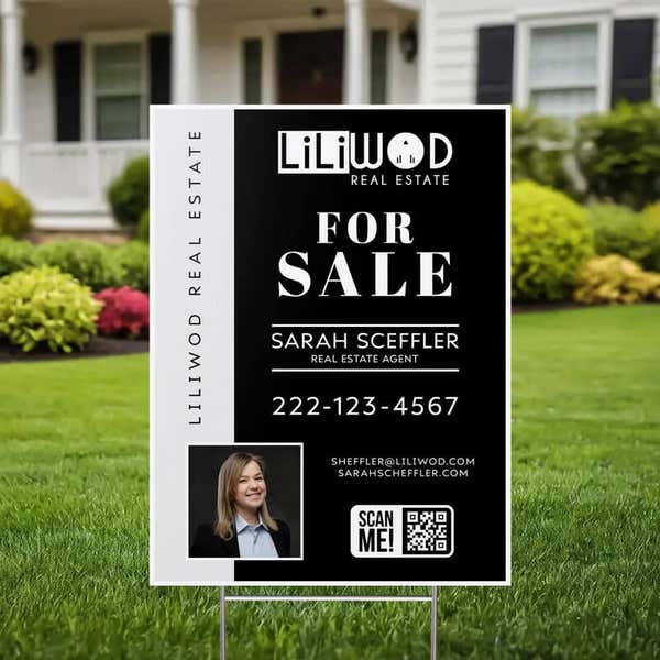 A 24x18 vertical yard sign for a realtor