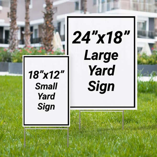 The size difference between the 18x12 and 24x18 yard signs