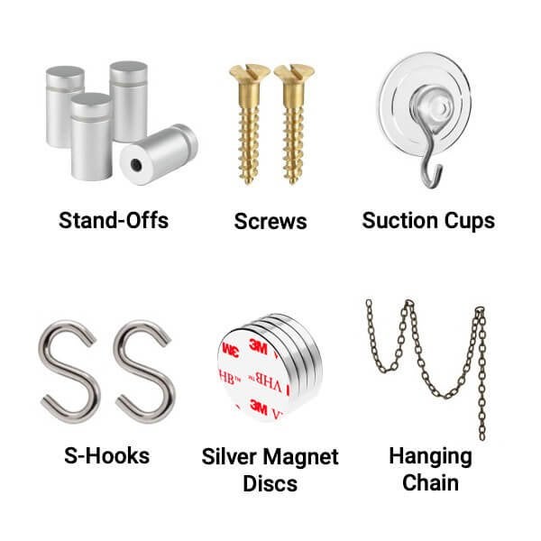 Mounting options for acrylic signs