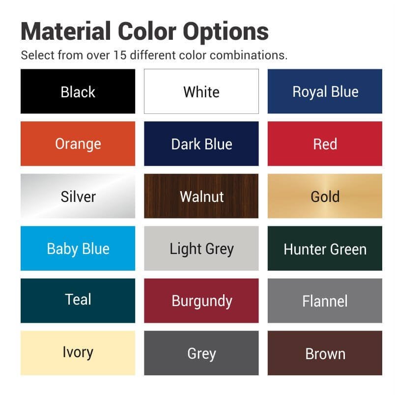 Material color combinations to choose from