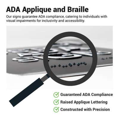 Funny 6" x 6" ADA Braille Men and Women Restroom Sign - alternate view