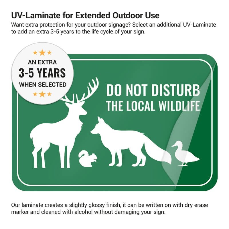Example of laminated aluminum sign with 3-5 years of extended protection