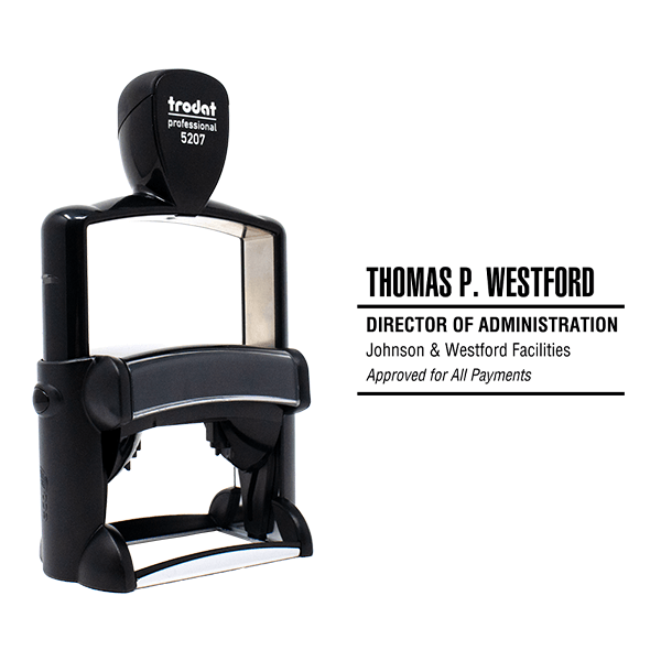 Custom Condensed Name 4 Line Professional Stamp with Body