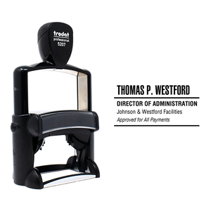 Custom Condensed Name 4 Line Professional Stamp with Body