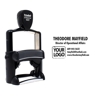 Custom Sans Serif 5 Line Professional Stamp with Logo - alternate view