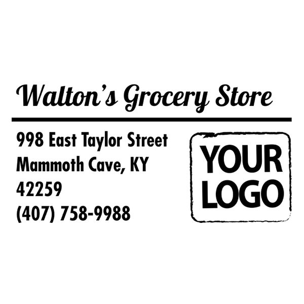 Bolded Script Address Stamp with Custom Logo