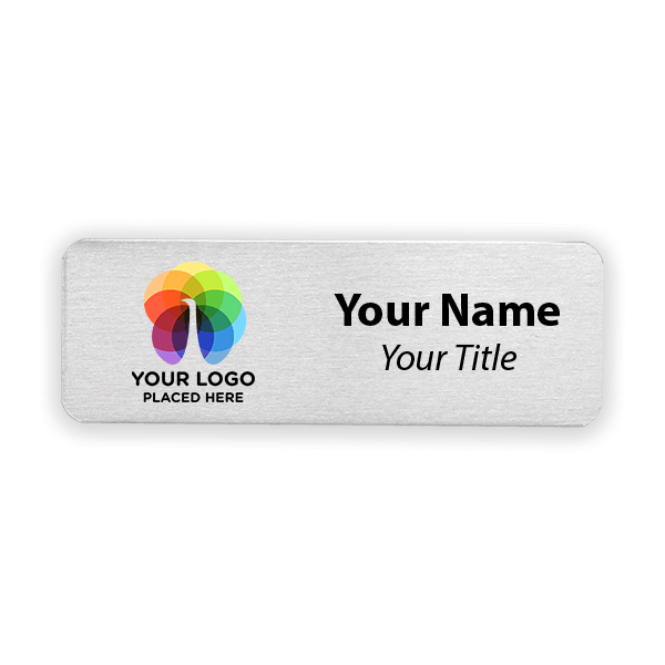 1 x 3 Brushed Silver Name Tag