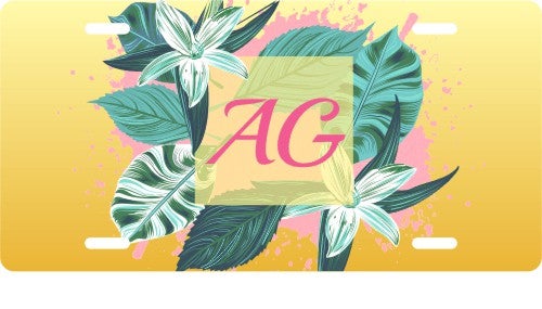 Custom Caribbean Leafy Monogram License Plate