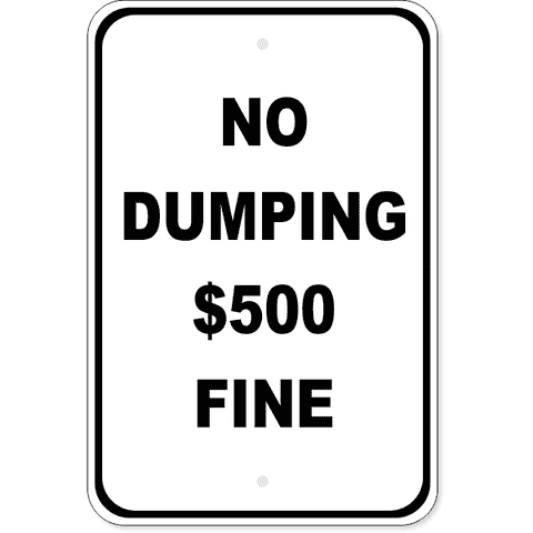 Custom Fine No Dumping 18" x 12" Aluminum Sign