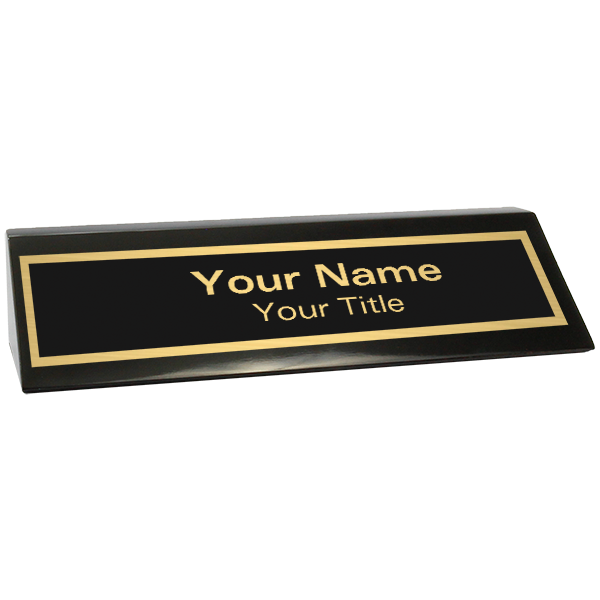Personalized High-Gloss Black Desk Wedge | 2" x 8"