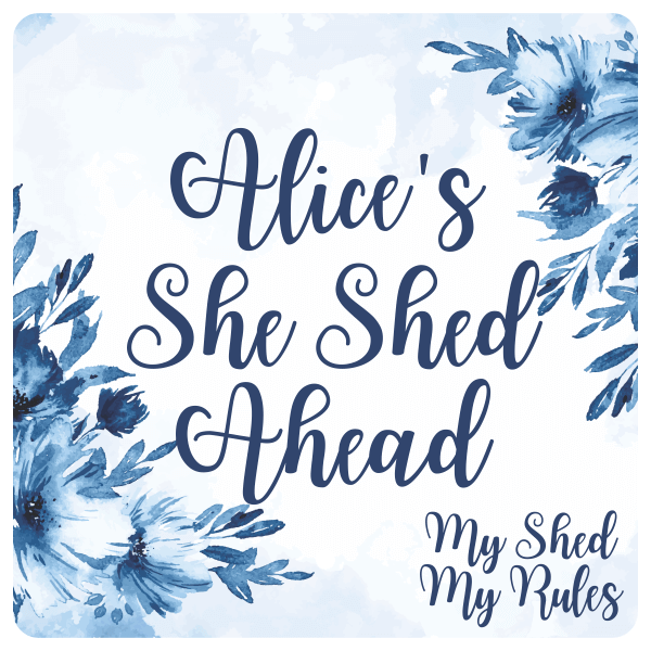 Custom She Shed Ahead Blue Floral Sign | 12