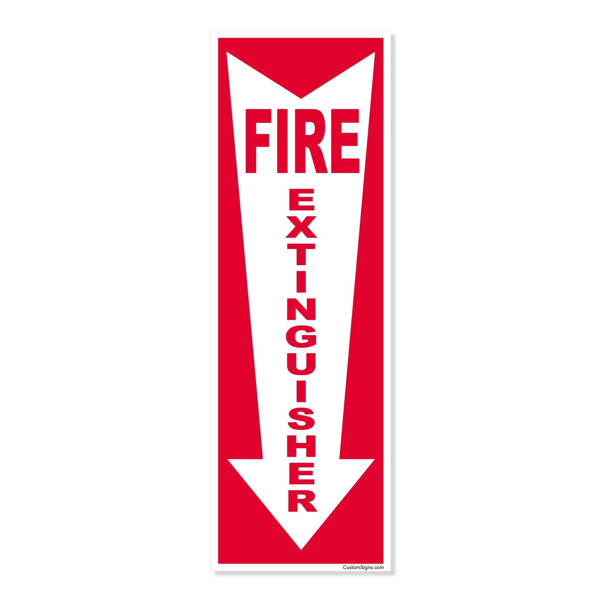 Fire Extinguisher Down Arrow Full Color Decal | 12" x 4"