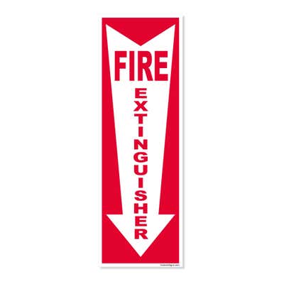 Fire Extinguisher Down Arrrow Full Color Decal | 12" x 4"