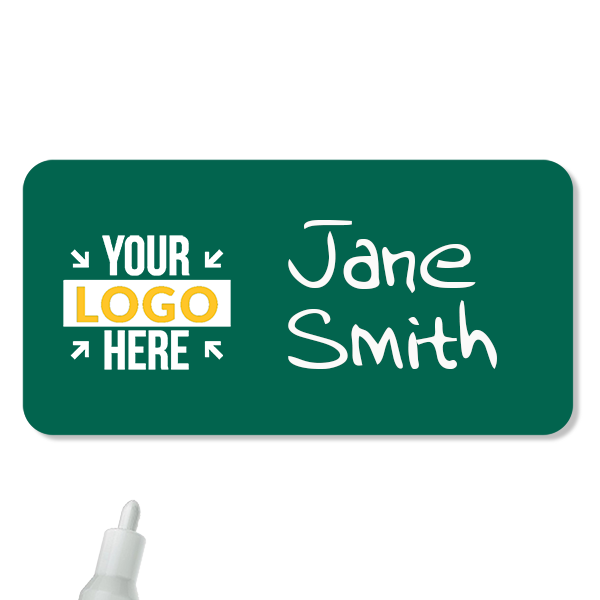 Customized 1.5 x 3 Chalkboard Reusable Name Tag - Example