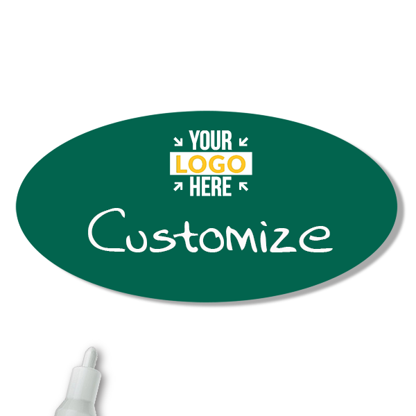 Customized Oval 1.5 x 3 Chalkboard Reusable Name Tag