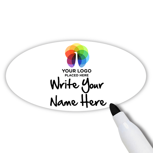 Customized Oval 1.5 x 3 Dry Erase Reusable Name Tag