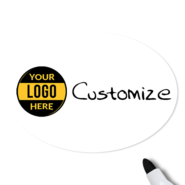 Customized Oval 1.75 x 2.5 Dry Erase Reusable Name Tag