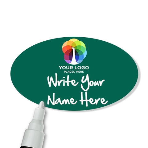 Customized Oval 1.75 x 3 Chalkboard Reusable Name Tag